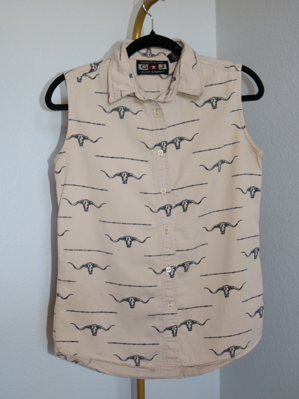 Vintage Gordon & James Cotton Western Button Down Beige Cowboy Shirt